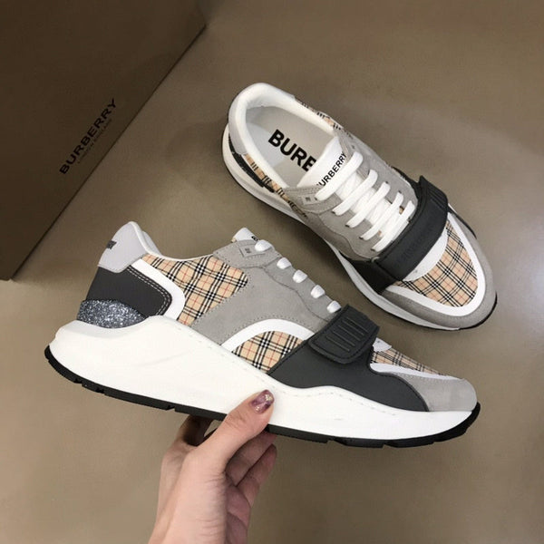 Burberry Grey Ankle Strap Heels - Front View