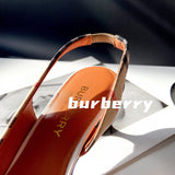 Burberry Red Slingback Heels - Close-Up Texture View