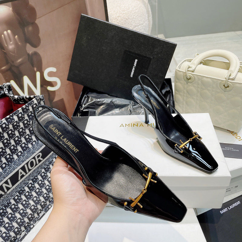 Close-up of Saint Laurent shoes craftsmanship
