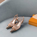 Louis Vuitton Nude Loafer Flats - Angled View