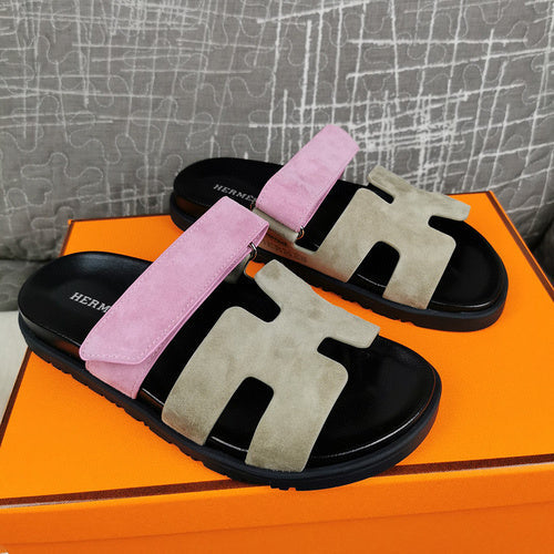 Hermès Camel Block Heel Sandals - Back View
