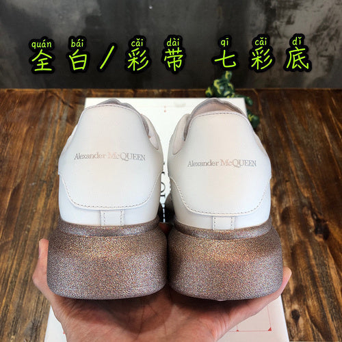 Alexander McQueen Nude High-Top Sneakers - Close-Up Texture View