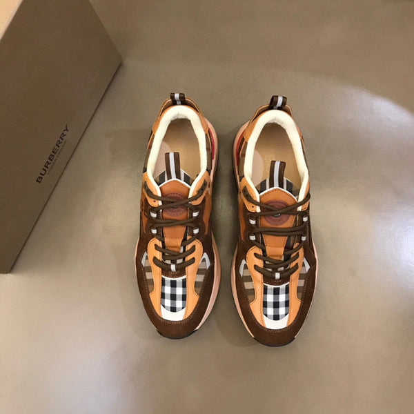 Burberry Beige High-Top Sneakers - Side Profile View
