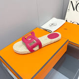 Hermès Beige Espadrille Wedge Sandals - Close-Up Texture View