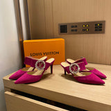 Louis Vuitton Black Bow-Detail Flats - Angled View