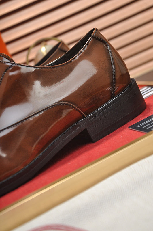 Hermès Chocolate Brown Platform Heels - Angled View