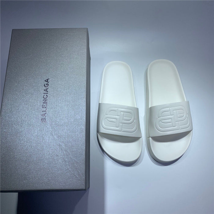 Balenciaga Tan Flat Thong Sandals - Side Profile View