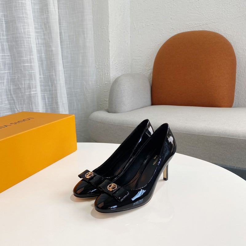 Louis Vuitton Red Block Heel Pumps - Lifestyle Styling Shot