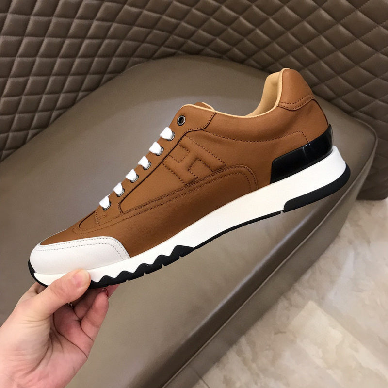 Hermès Chocolate Brown Chunky Platform Sneakers - Back View
