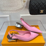 Louis Vuitton Black Block Heel Pumps - Angled View