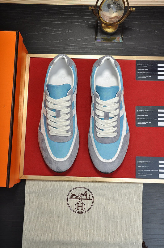Hermès Beige Chunky Platform Sneakers - Angled View