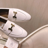 Hermès Grey Bow-Detail Flats - Full Silhouette View