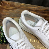 Burberry White Platform Heels - Close-Up Texture View