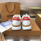 Burberry Beige Low-Top Sneakers - Close-Up Texture View