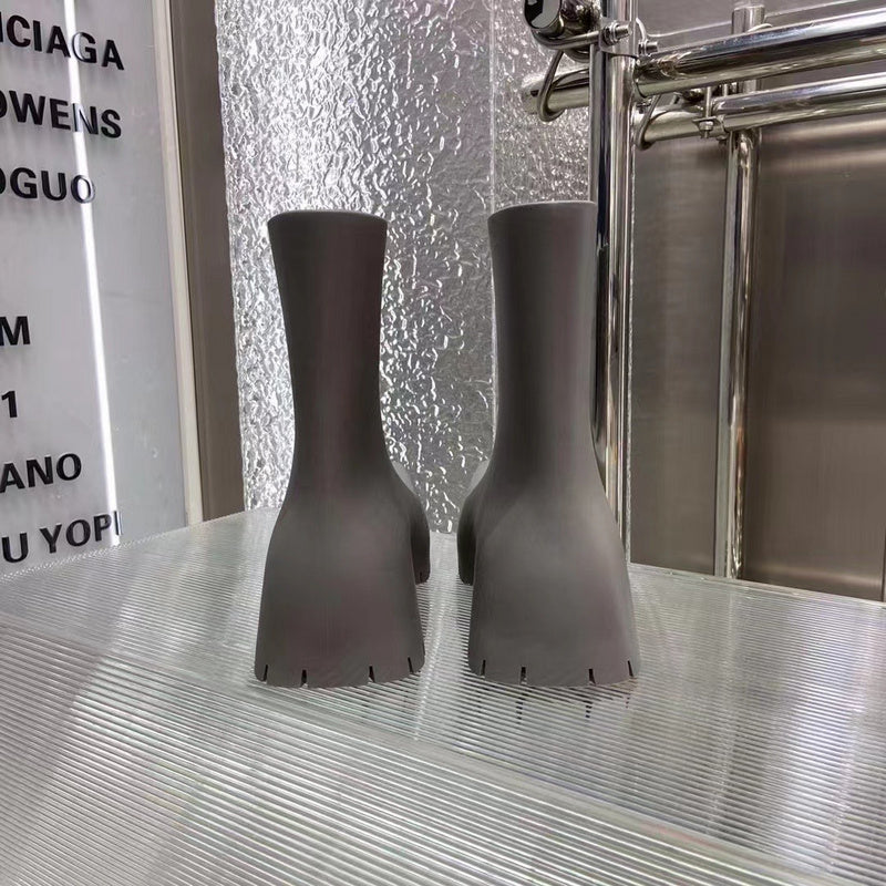 Balenciaga Burgundy Knee-High Boots - Toe Detail View