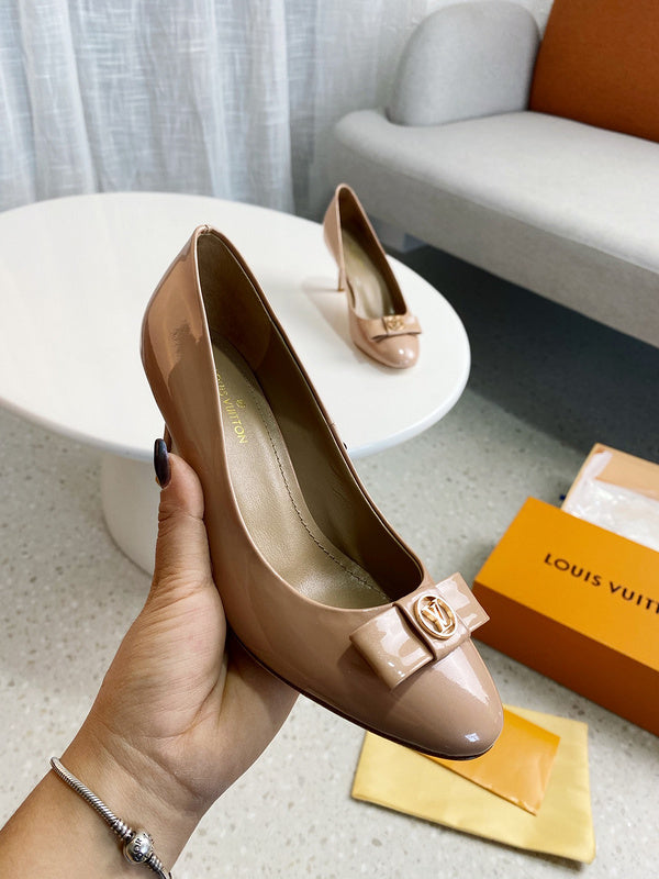 Louis Vuitton Red Ankle Strap Heels - Side Profile View