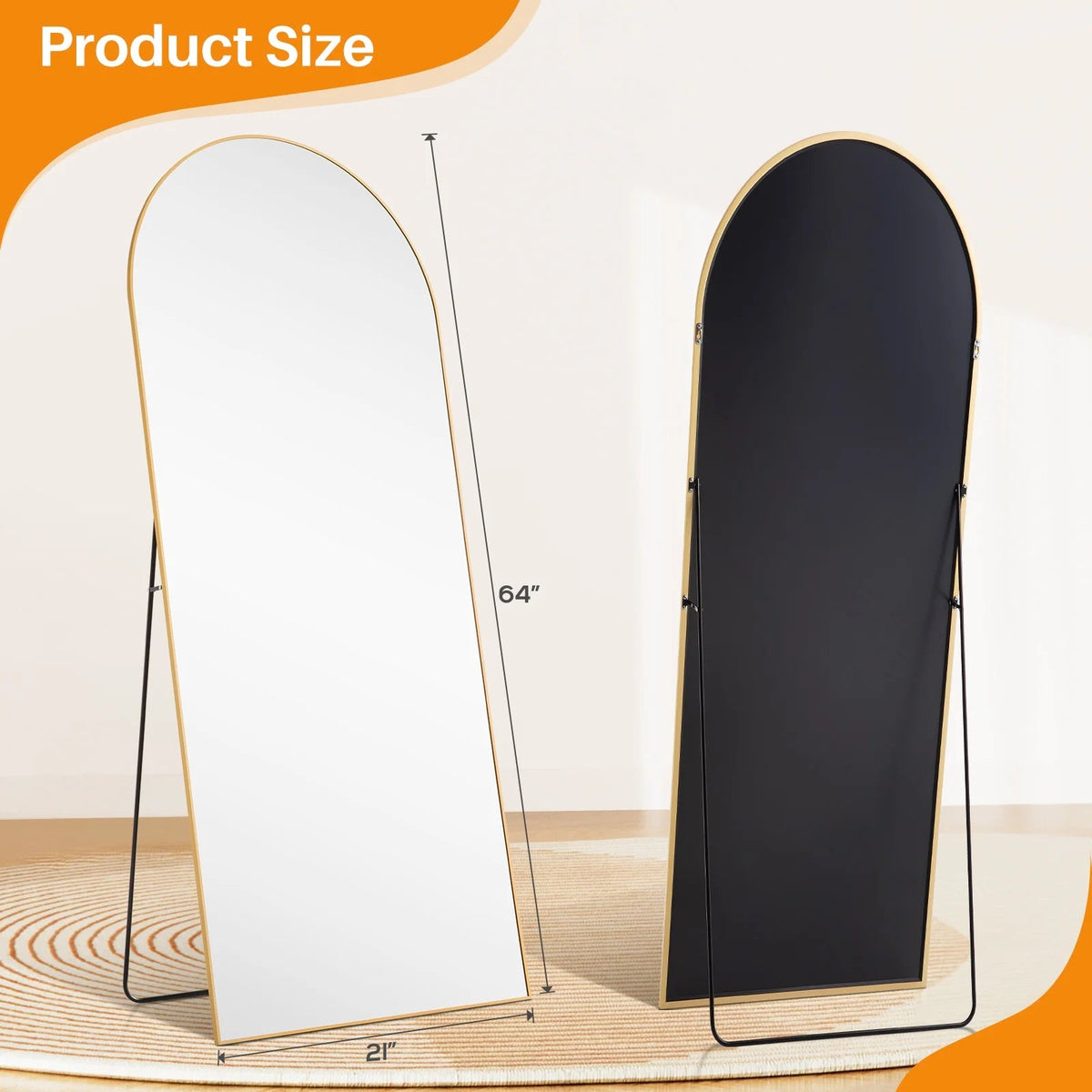 Arched Full Length Mirror with Stand