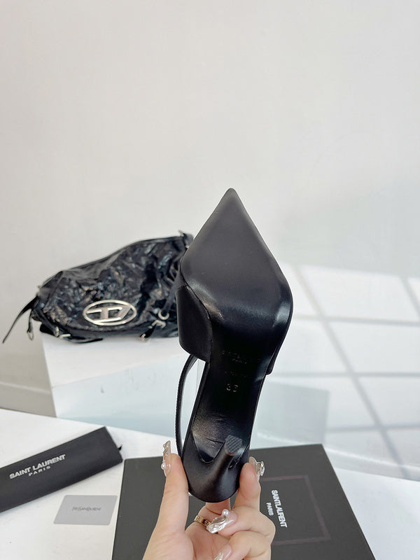 Close-up of Saint Laurent shoes craftsmanship