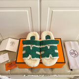 Hermes sandals Style 223 - front view, classic monogram styling