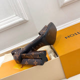Louis Vuitton Tan High-Top Sneakers - Close-Up Texture View
