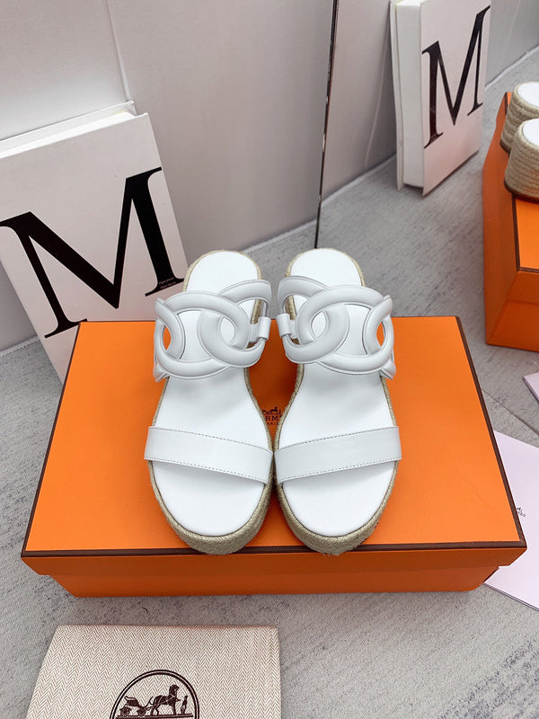 Hermès White Ankle Strap Heels - Side Profile View