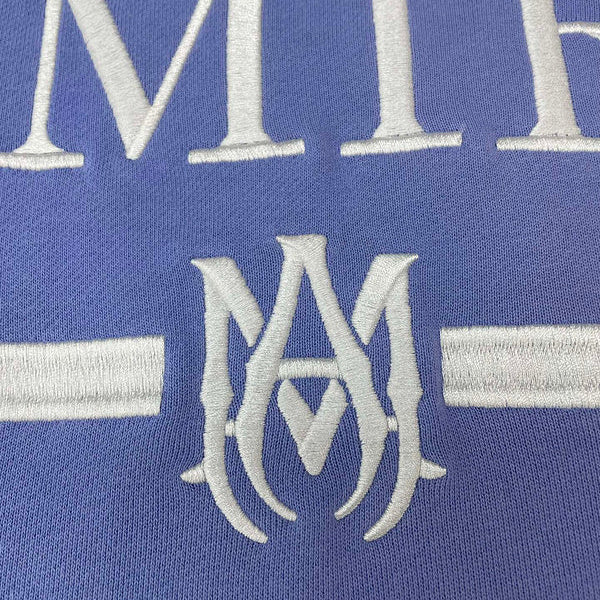 Close-up of Amiri hoodie craftsmanship