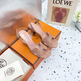 Hermès Tan Espadrille Wedge Sandals - Side Profile View