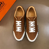 Hermès Chocolate Brown Chunky Platform Sneakers - Side Profile View