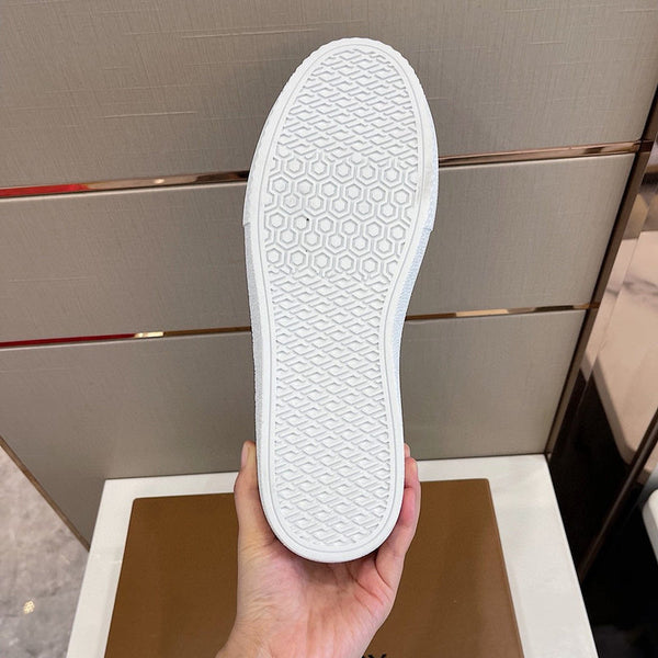 Burberry Nude High-Top Sneakers - Angled View