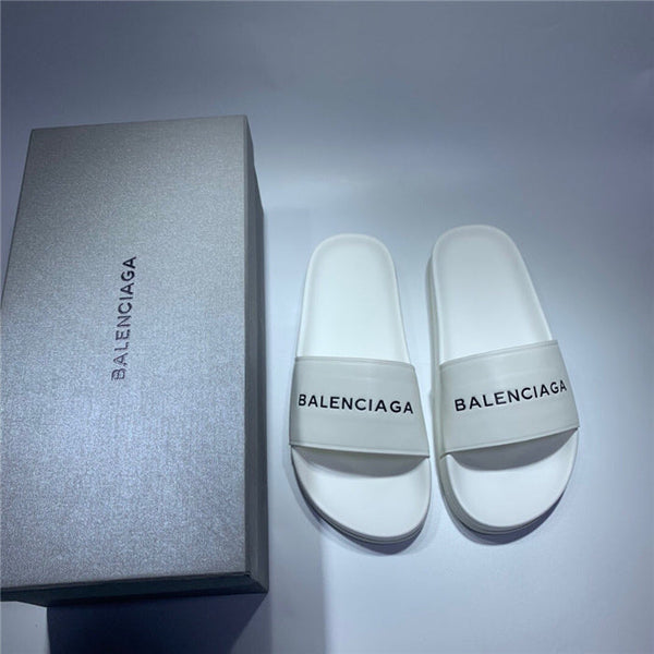 Balenciaga Grey Slide Sandals - Side Profile View