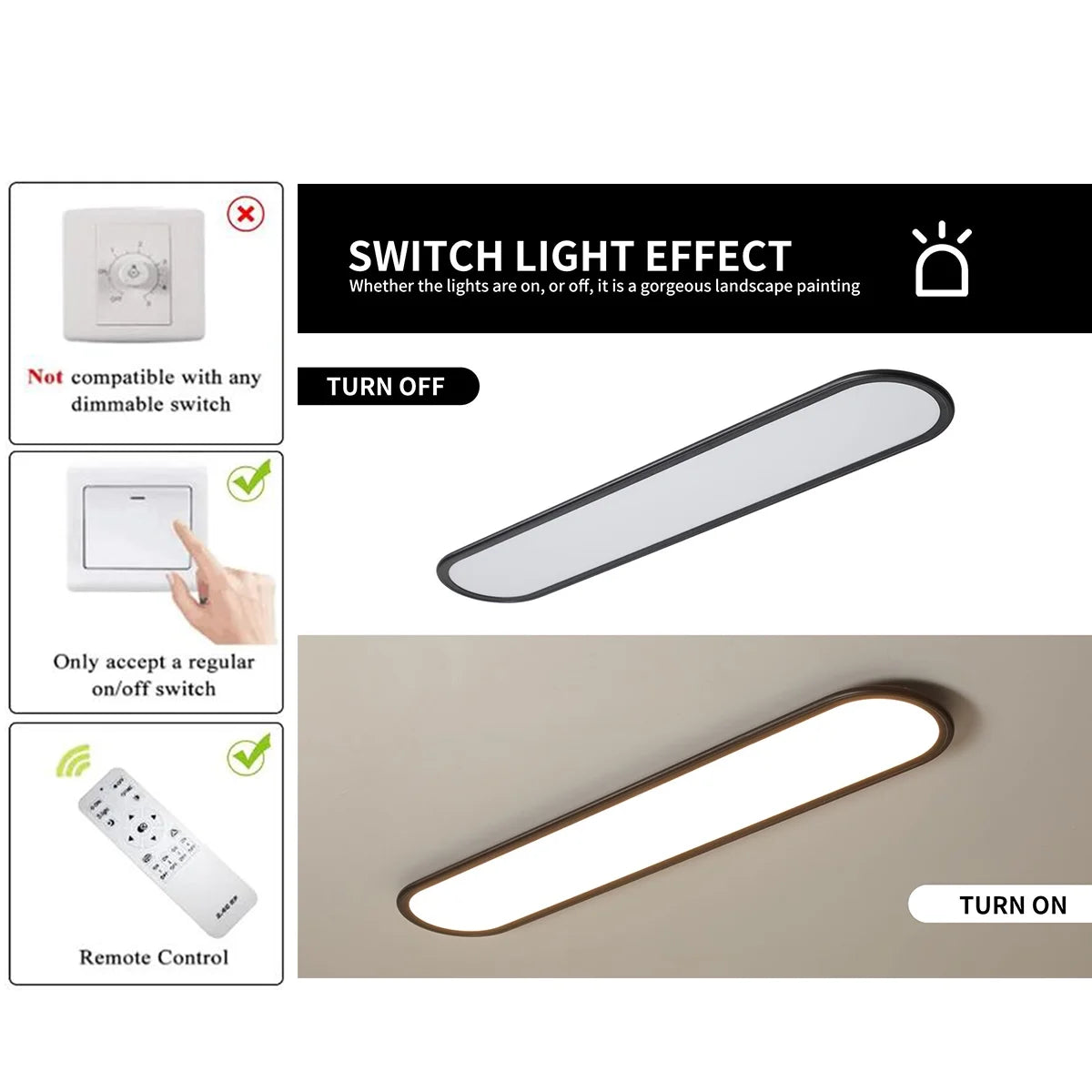 Modern Linear Ceiling Lights,48W Dimmable LED Ceiling Lamp