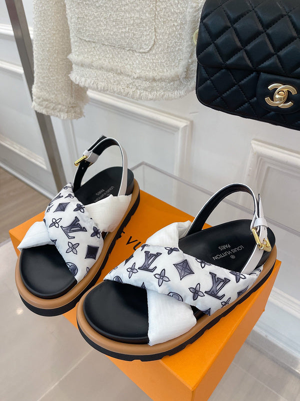 Louis Vuitton Beige Block Heel Pumps - Lifestyle Styling Shot