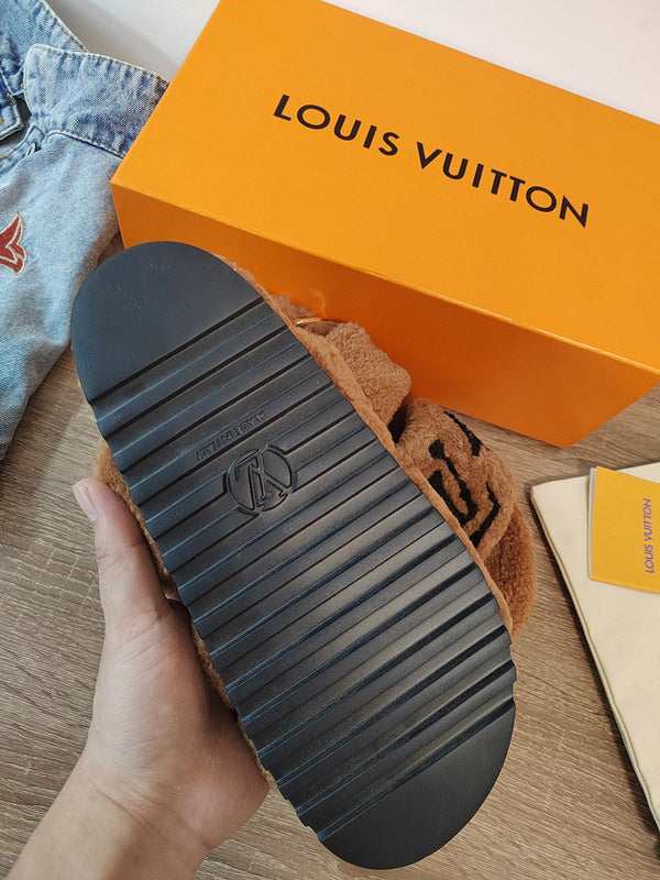 Louis Vuitton Nude Loafer Flats - Angled View