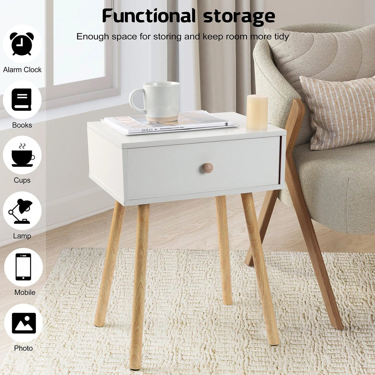 Nightstand, Modern End Table