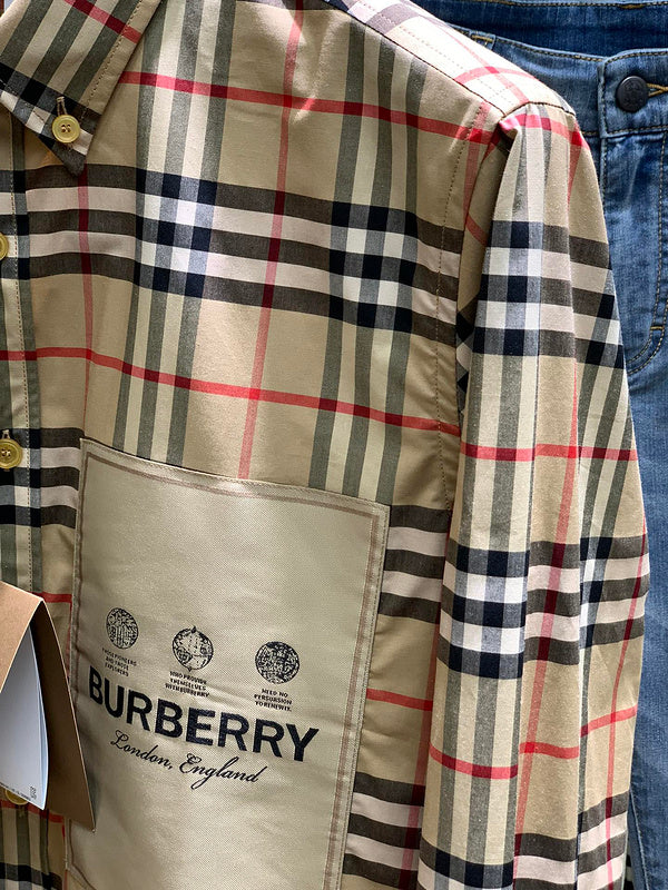 Close-up of Burberry designer clothing craftsmanship