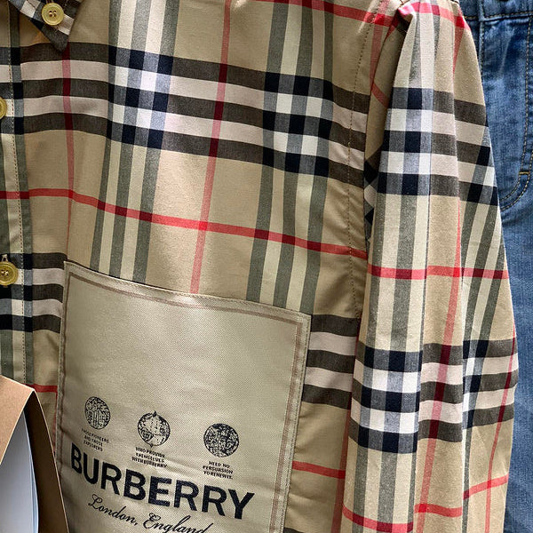 Close-up of Burberry designer clothing craftsmanship
