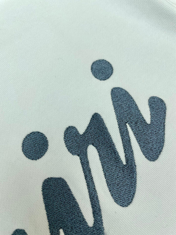 Close-up of Amiri hoodie craftsmanship
