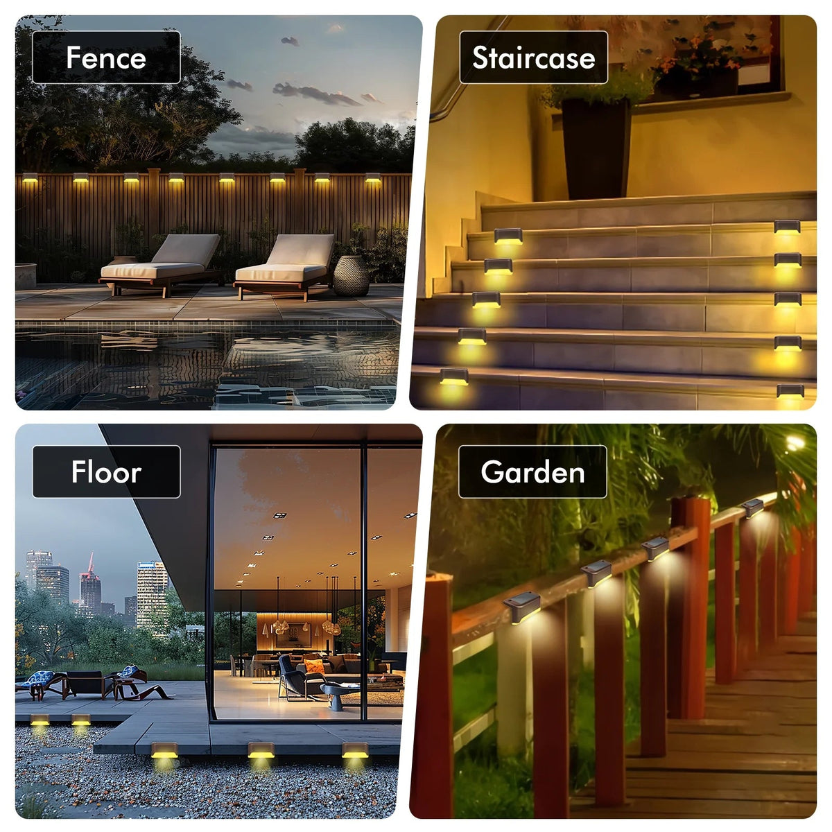 8PCS Outdoor Solar Deck Lights, Waterproof Solar Step Lights