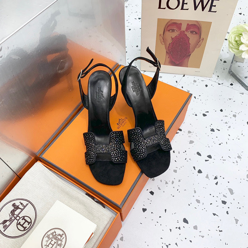 Hermès Burgundy Ankle Strap Sandals - Angled View