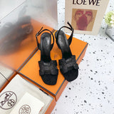 Hermès Burgundy Ankle Strap Sandals - Angled View