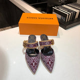 Louis Vuitton Burgundy Ankle Strap Heels - Front View