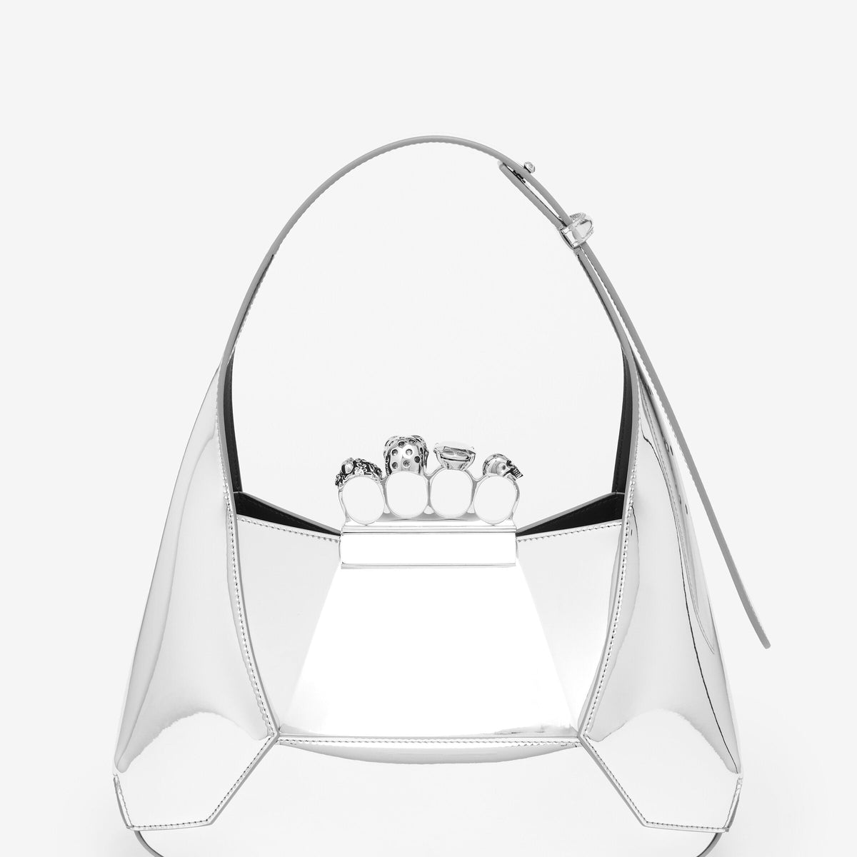 Alexander McQueen Bags? Alexander Mcqueen Women Silver Leather Jewelled Hobo Handbag Medium Premium Designer Shoulder Bag