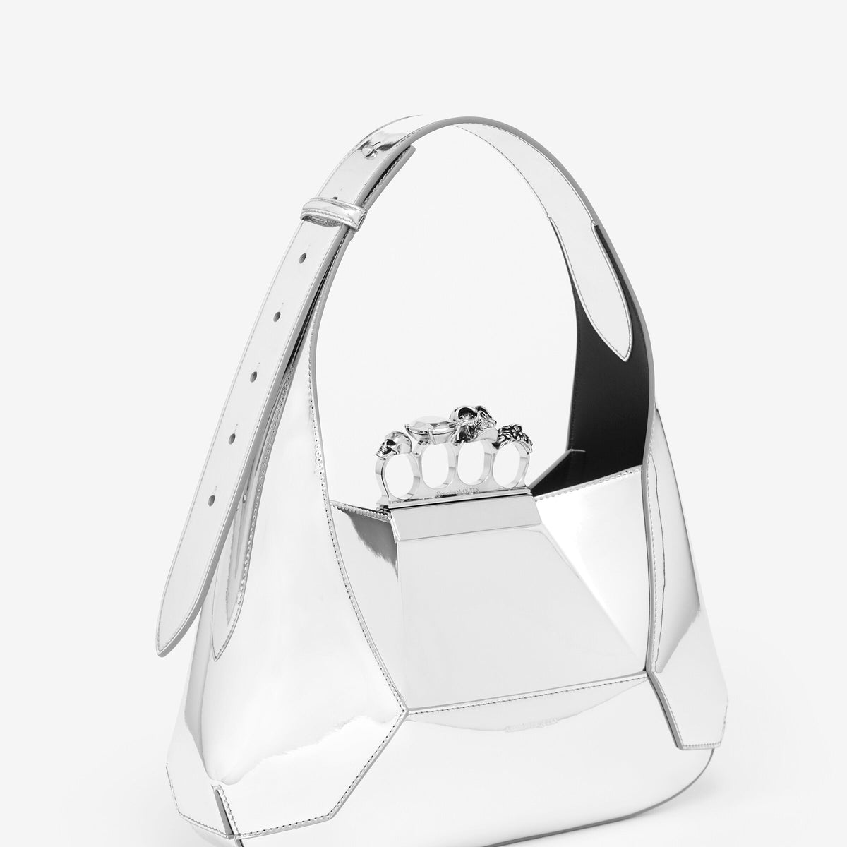 Alexander McQueen Bags? Alexander Mcqueen Women Silver Leather Jewelled Hobo Handbag Medium Premium Designer Shoulder Bag
