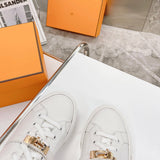 Hermès Grey Platform Heels - Back View