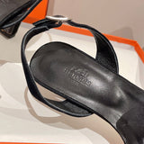 Hermès Burgundy Ankle Strap Heels - Back View