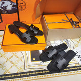 Hermès Black Slide Sandals - Back View