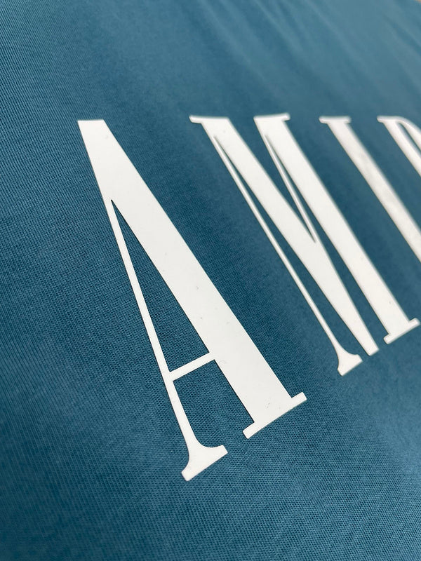 Close-up of Amiri t-shirt craftsmanship