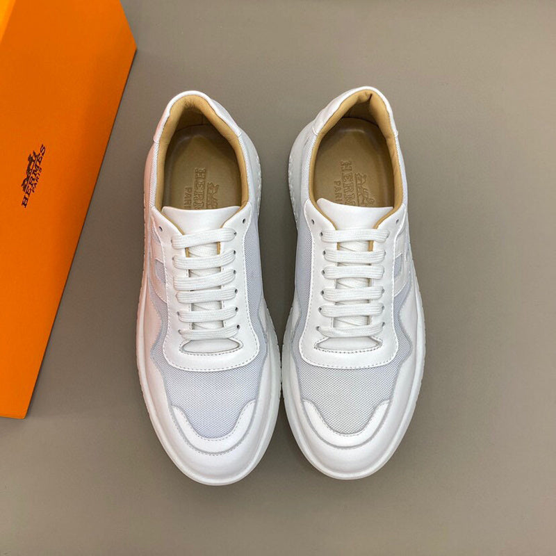 Hermès White Classic Ballet Flats - Angled View