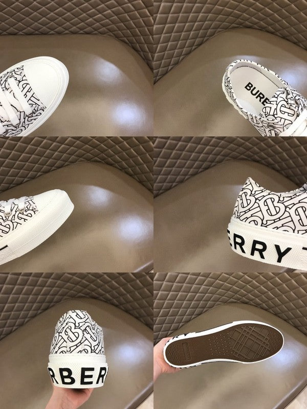 Burberry Burgundy Low-Top Sneakers - Side Profile View