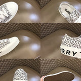 Burberry Burgundy Low-Top Sneakers - Side Profile View